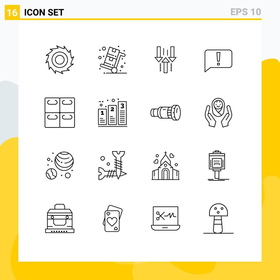 modern uppsättning av 16 konturer pictograph av rullar grundläggande pil fel ladda ner redigerbar vektor design element