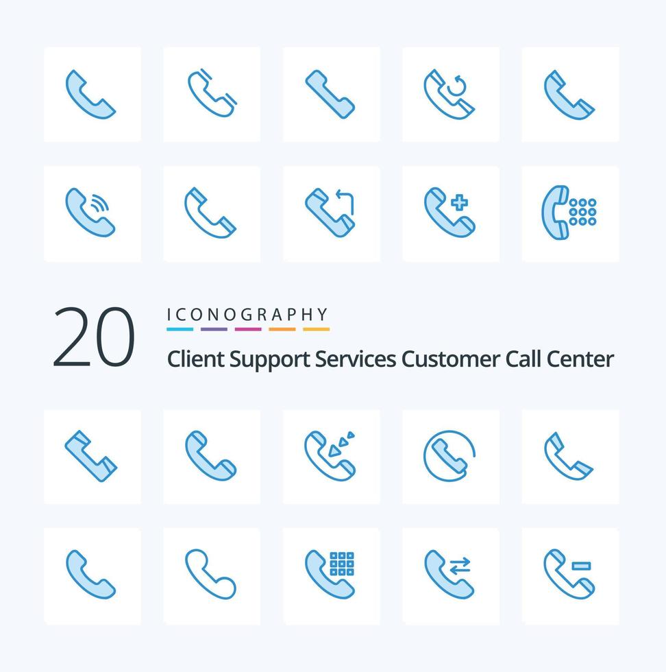 20 Anruf blaue Farbe Icon Pack wie Telefonanruf Ring Rückrufanruf vektor