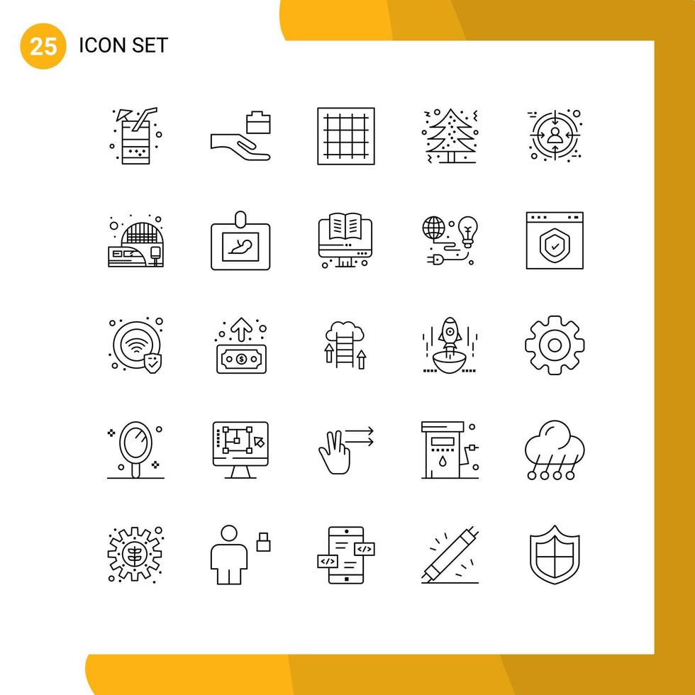 25 Benutzeroberflächen-Linienpaket mit modernen Zeichen und Symbolen von Business-Baum-Diagramm-Feiertagen, Weihnachten, editierbaren Vektordesign-Elementen vektor