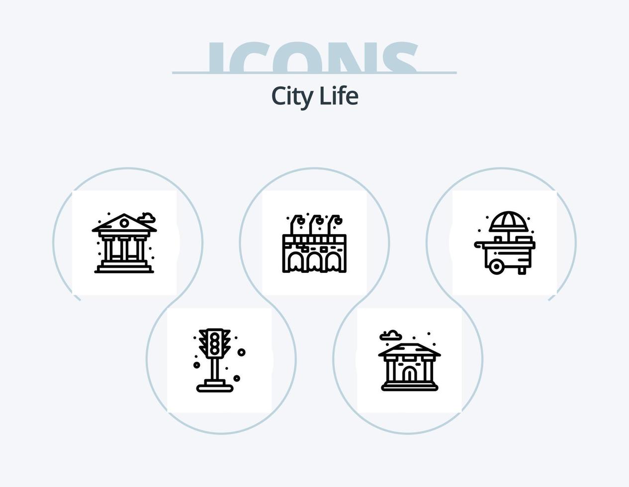 City Life Line Icon Pack 5 Icon-Design. . Leben. Stadt. Stadt. Büro vektor