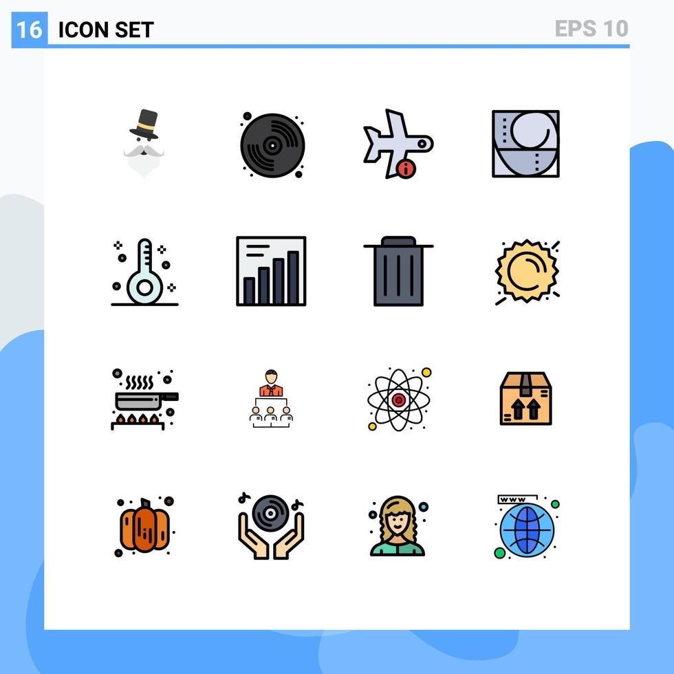 16 universell platt Färg fylld linje tecken symboler av vetenskap fullkomlighet måla gyllene förhållande transport redigerbar kreativ vektor design element