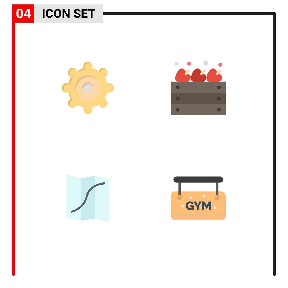 4 universelle flache Symbolzeichen Symbole für das Setzen von Pin-Äpfeln Kartentafel editierbare Vektordesign-Elemente vektor