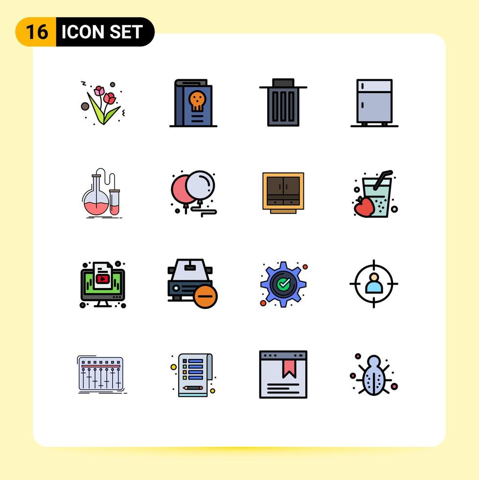 16 universell platt Färg fylld rader uppsättning för webb och mobil tillämpningar analys Utrustning radera elektronisk enheter redigerbar kreativ vektor design element