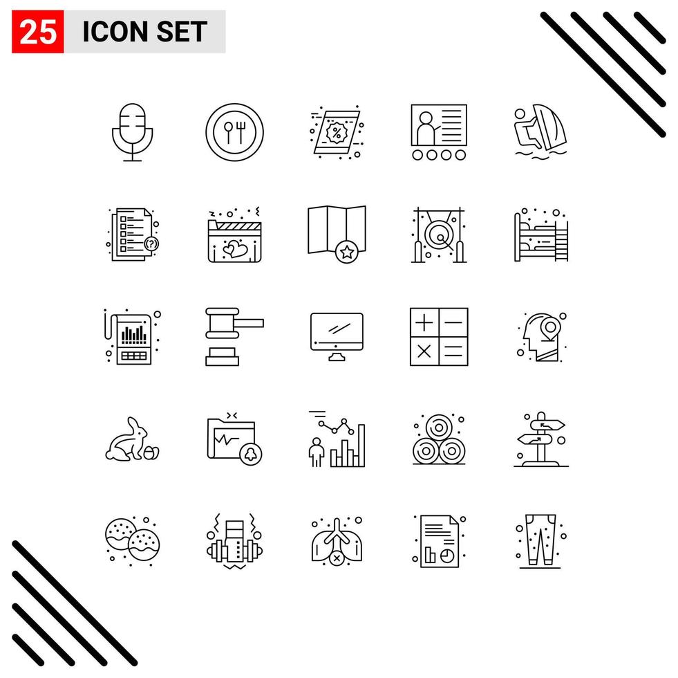 universell ikon symboler grupp av 25 modern rader av lärare utbildning tallrik konferens handla redigerbar vektor design element