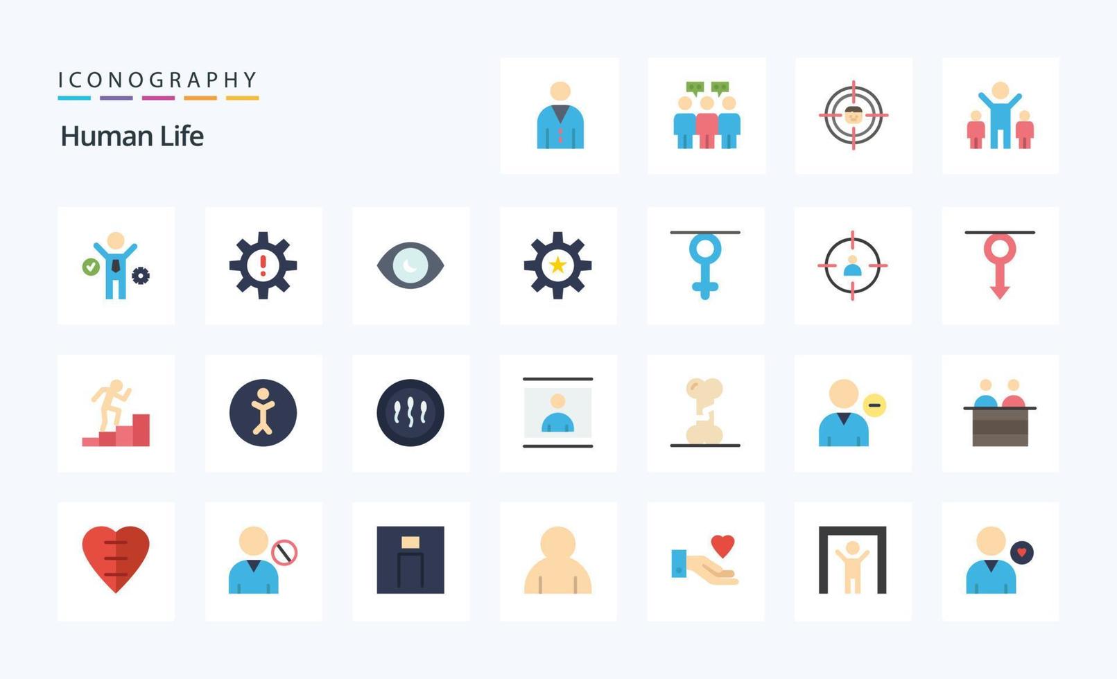 25 mänsklig platt Färg ikon packa vektor