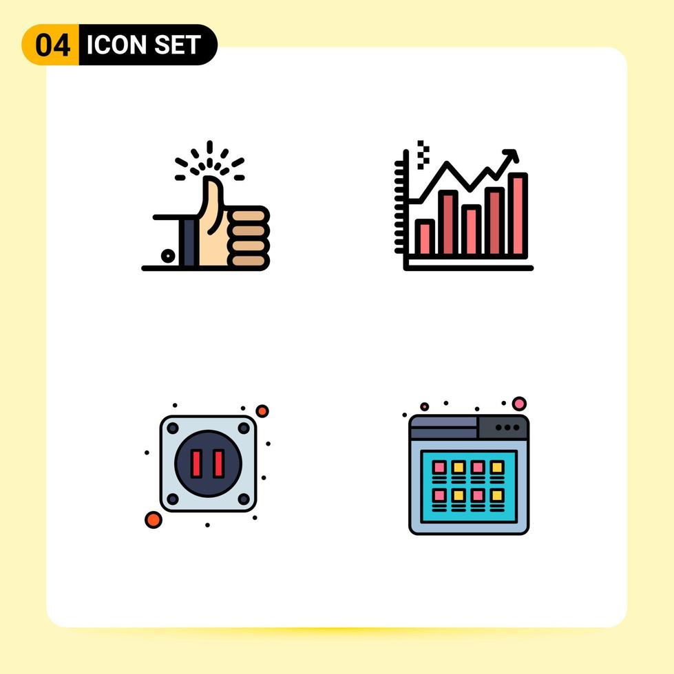 4 användare gränssnitt fylld linje platt Färg packa av modern tecken och symboler av tycka om Graf recension analys elektricitet redigerbar vektor design element