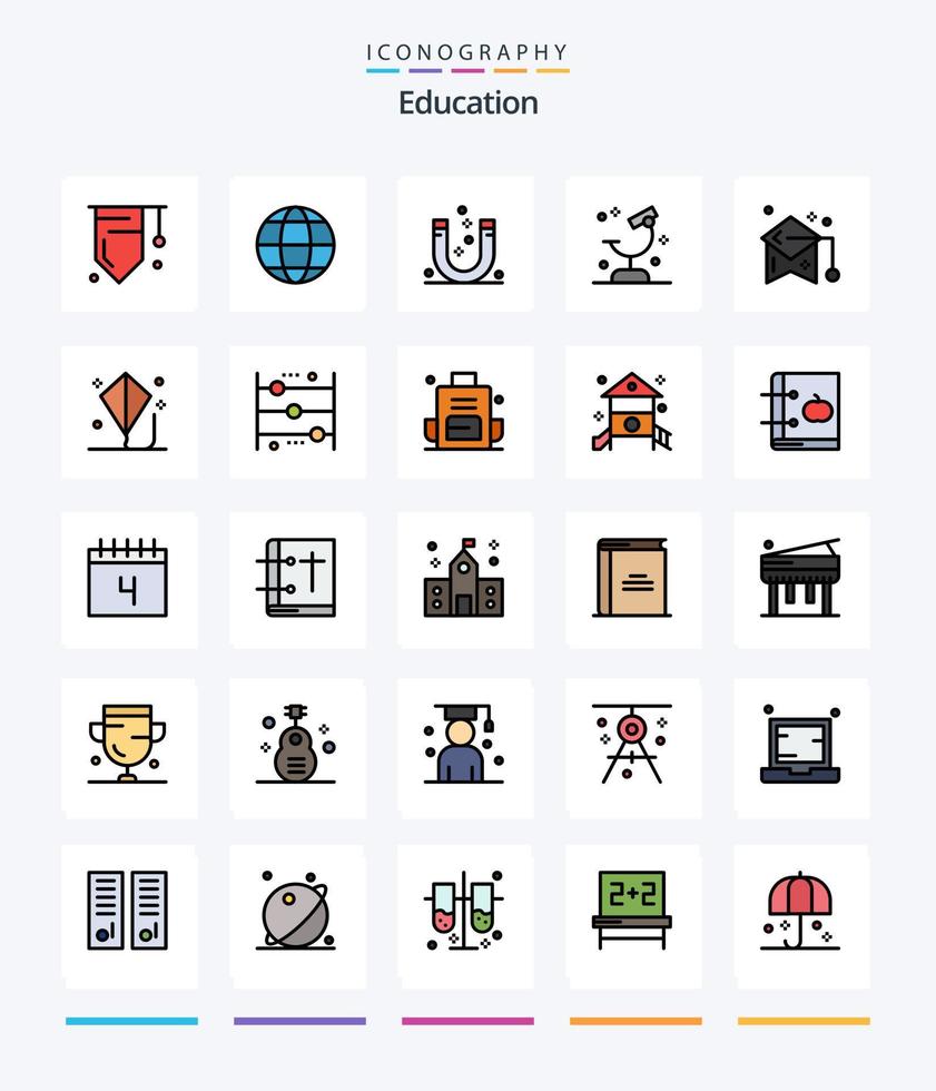 kreative Bildung 25 Zeilen gefülltes Icon Pack wie Wissenschaft. Mikroskop. anlocken. Labor. Negativ vektor