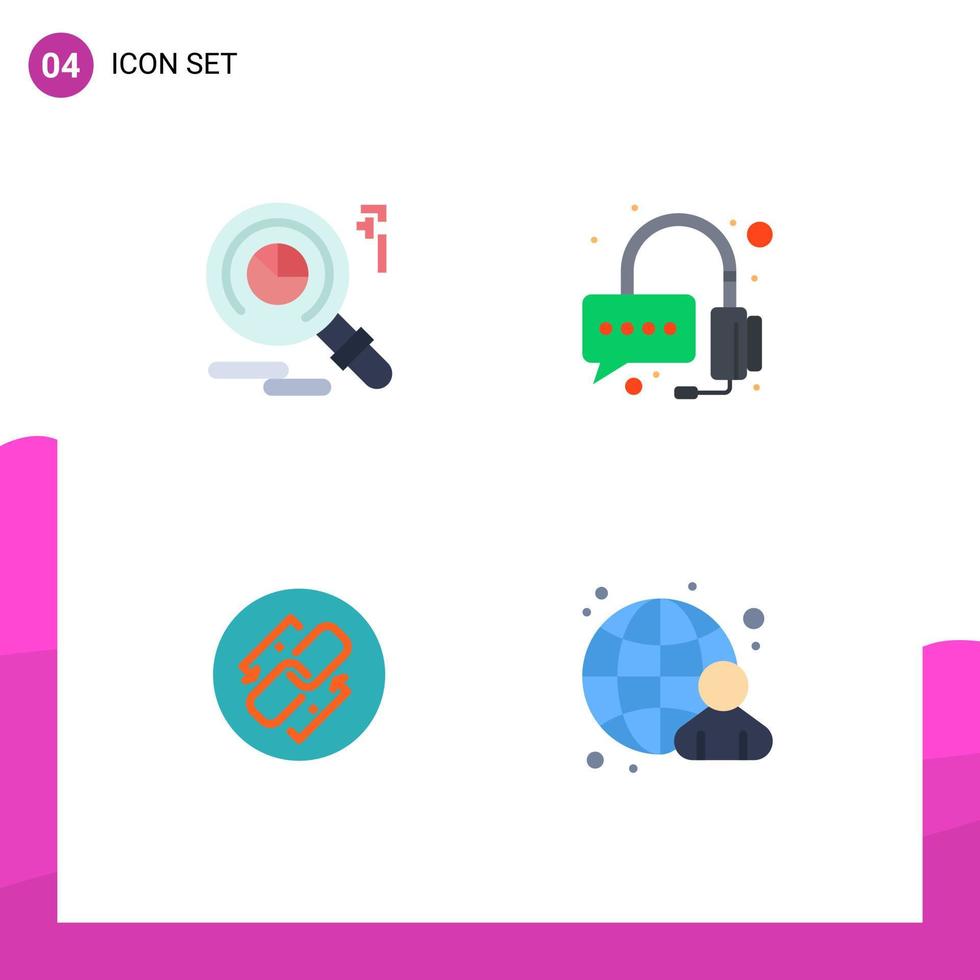 platt ikon packa av 4 universell symboler av forskning förbindelse hjälp länk affärsman redigerbar vektor design element