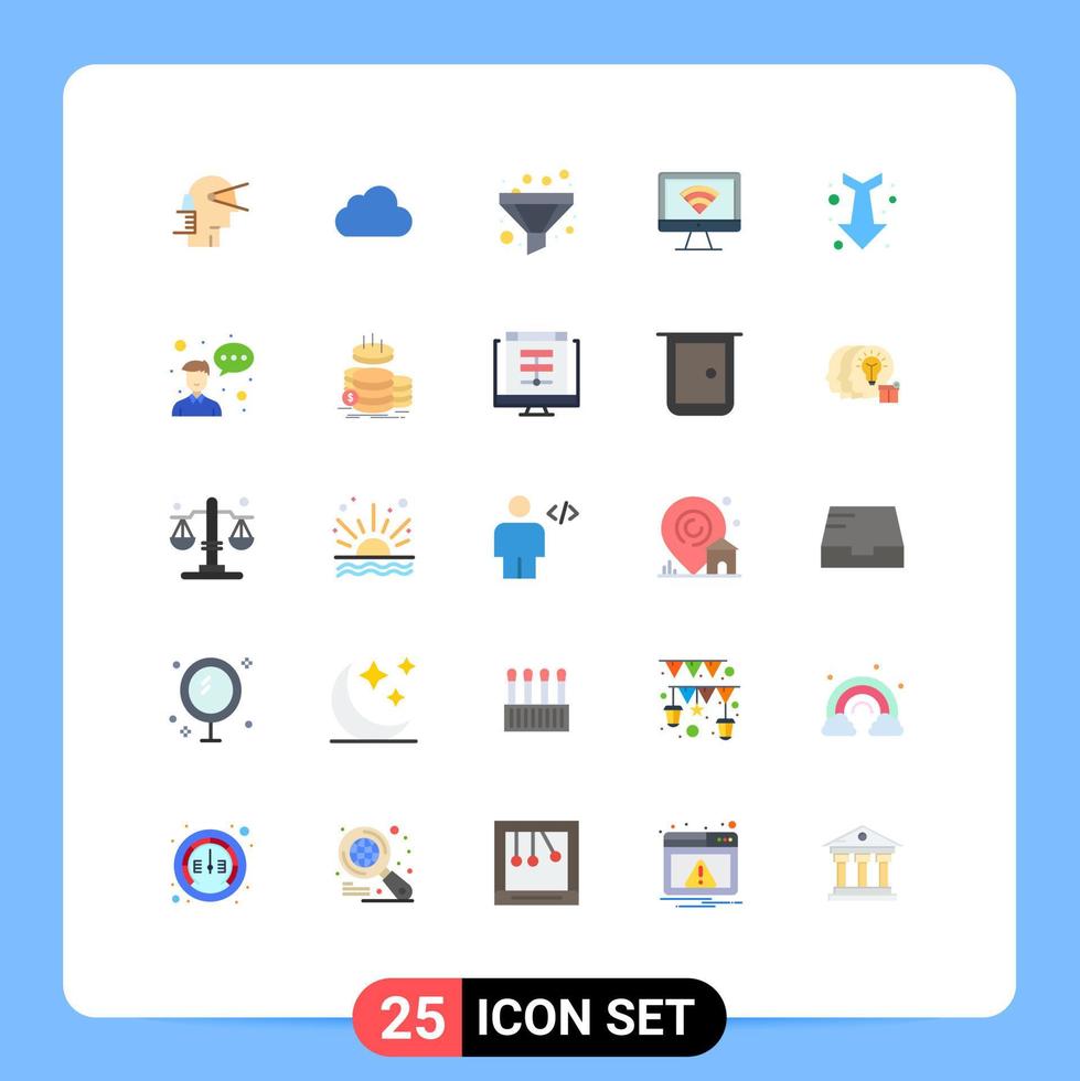 satz von 25 flachen vektorfarben auf raster für down-signal bewölktes wifi computerbearbeitbare vektordesignelemente vektor