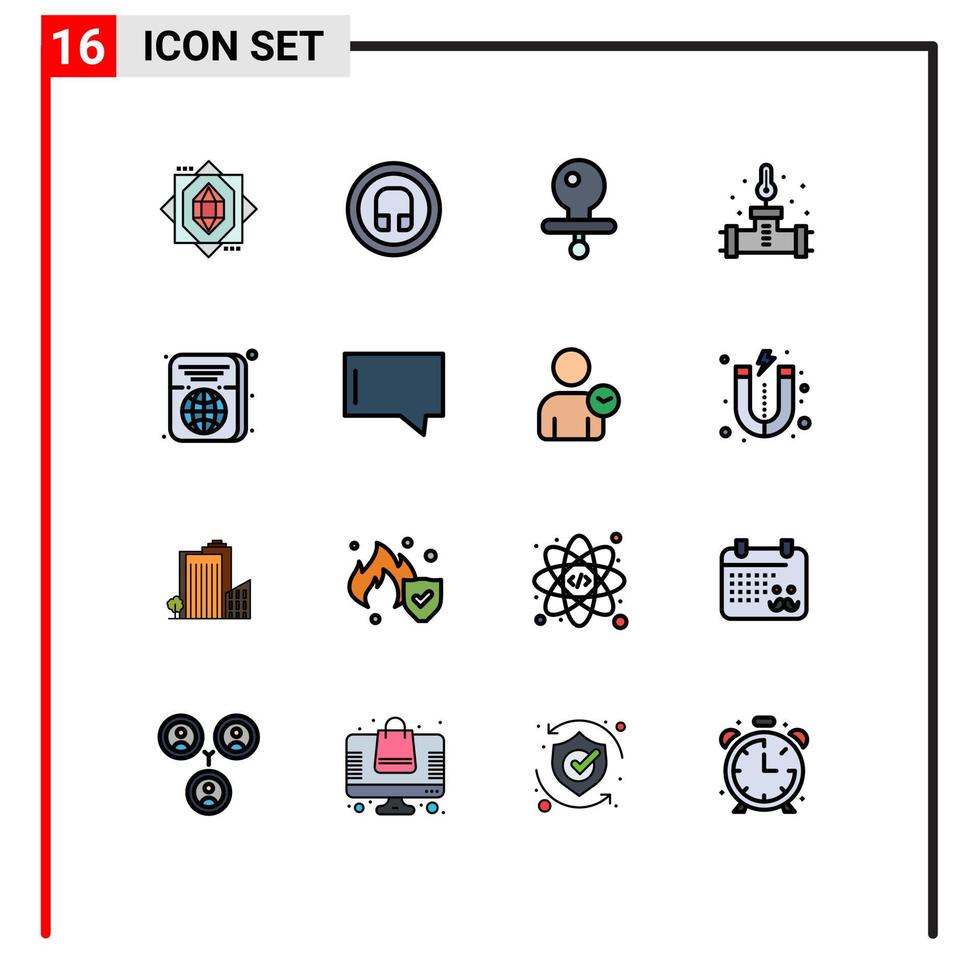 Piktogrammsatz aus 16 einfachen, flachen, farbgefüllten Linien von ID-Ticket-Dummy-Passinstallationen, editierbaren kreativen Vektordesign-Elementen vektor