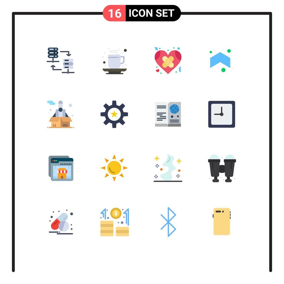 Stock Vector Icon Pack mit 16 Linienzeichen und Symbolen für Richtungspfeile Teepfeil Herz editierbares Paket kreativer Vektordesign-Elemente