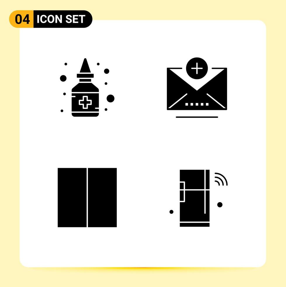 Satz von 4 modernen ui-Symbolen Symbole Zeichen für Flaschenlayout Medizin E-Mail Internet editierbare Vektordesign-Elemente vektor