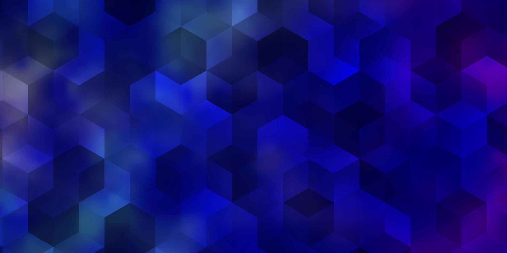 mörkrosa, blå vektorbakgrund med uppsättning hexagoner. vektor