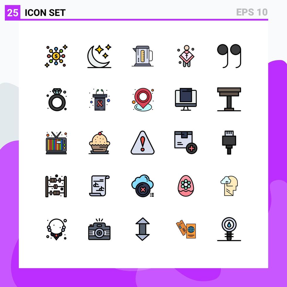 uppsättning av 25 modern ui ikoner symboler tecken för diamant stänga maskin predikant manlig redigerbar vektor design element
