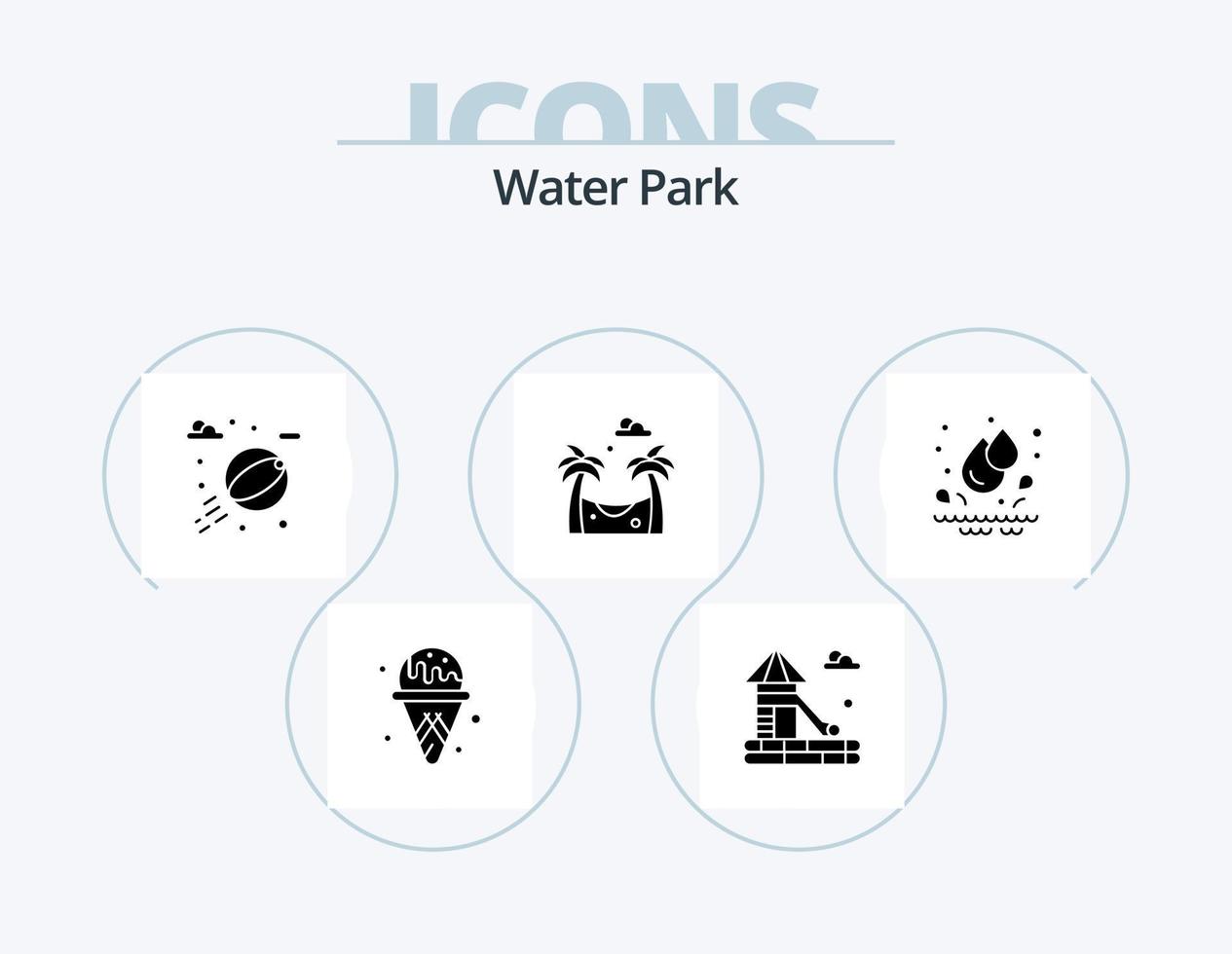 Wasserpark-Glyphen-Icon-Pack 5 Icon-Design. . . Park. Park. Tropfen vektor