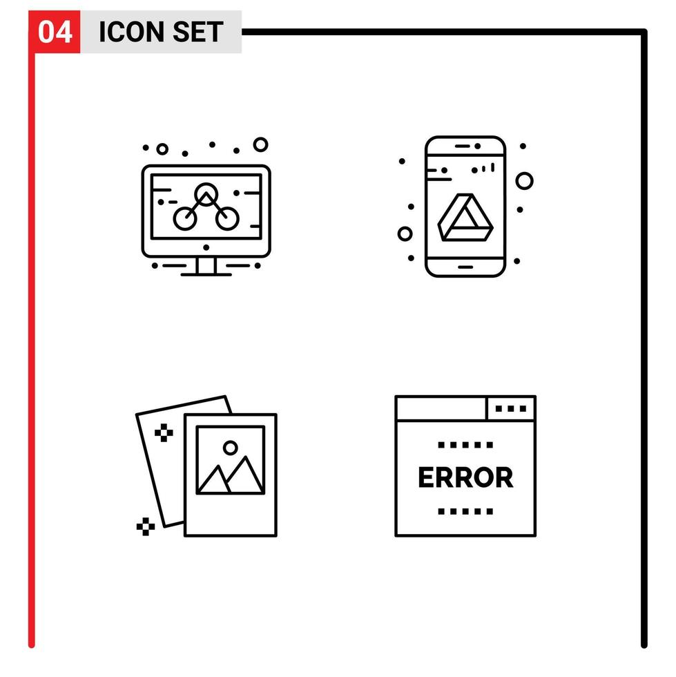 stock vektor ikon packa av 4 linje tecken och symboler för företag Foto app lagring bild redigerbar vektor design element