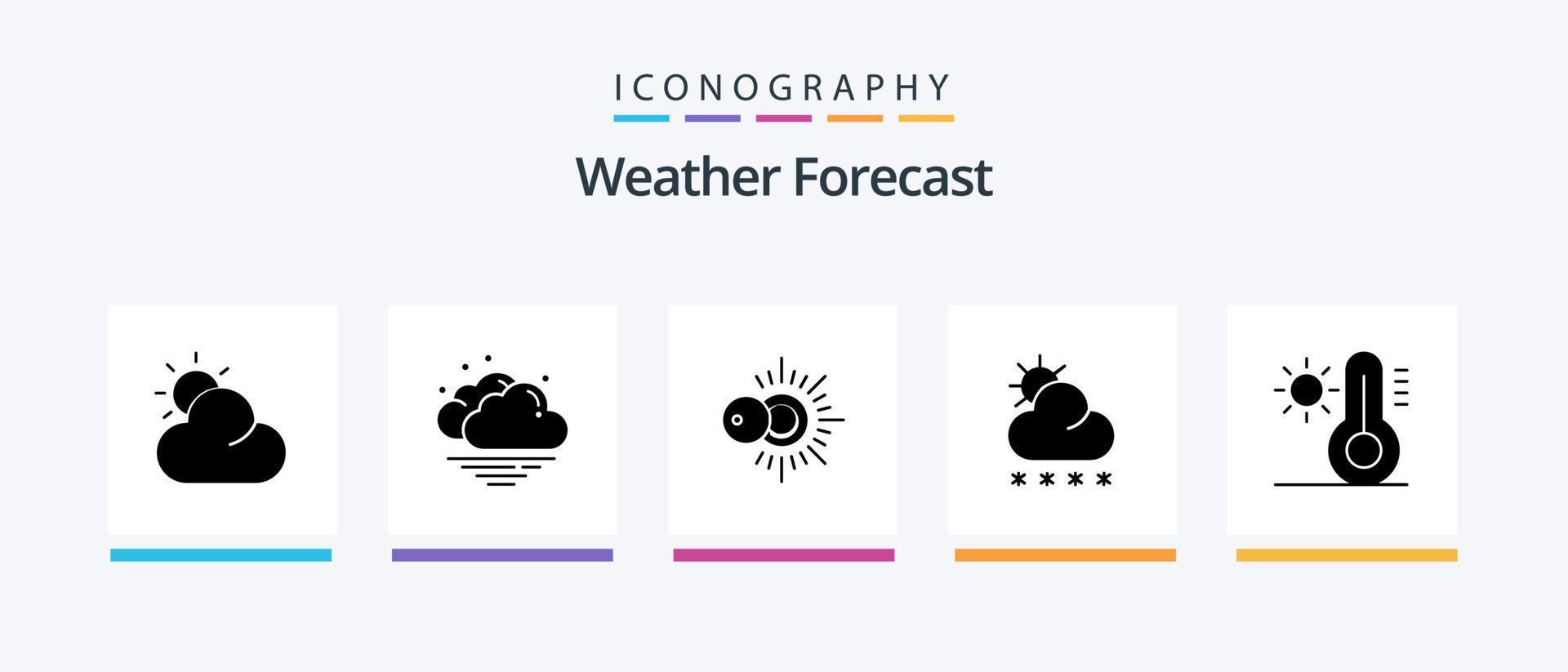 Wetterglyphe 5 Icon Pack inklusive . Vorhersage. Temperatur. Klima. kreatives Symboldesign vektor