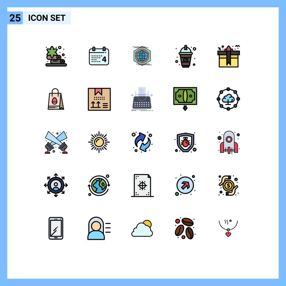 satz von 25 modernen ui symbolen symbole zeichen für paket geschenk polygon saftgetränk editierbare vektordesignelemente vektor