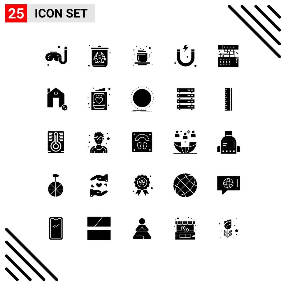25 kreative Symbole moderne Zeichen und Symbole der Modulverbindung heiße analoge Magnet editierbare Vektordesign-Elemente vektor