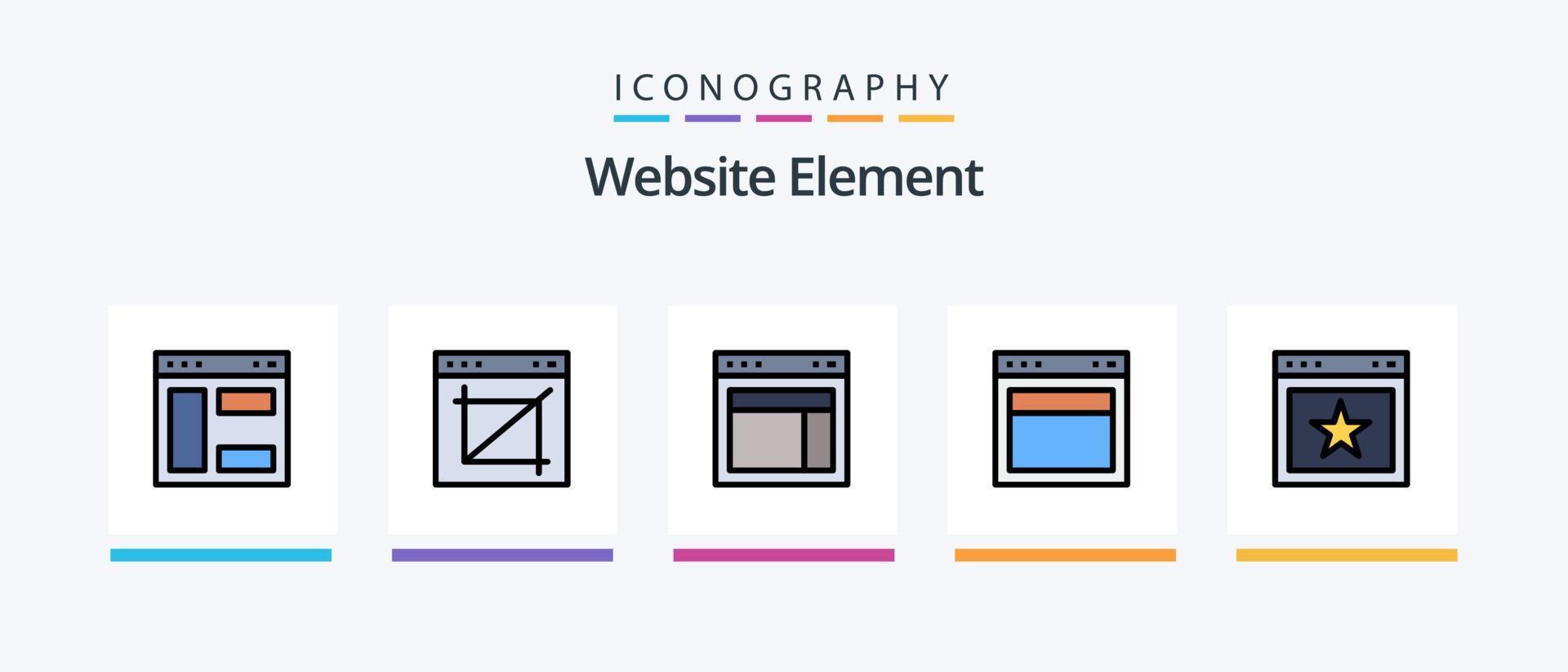 Website-Elementzeile gefüllt 5 Icon Pack einschließlich Süden. runter. Webseite. Pfeil. Webseite. kreatives Symboldesign vektor