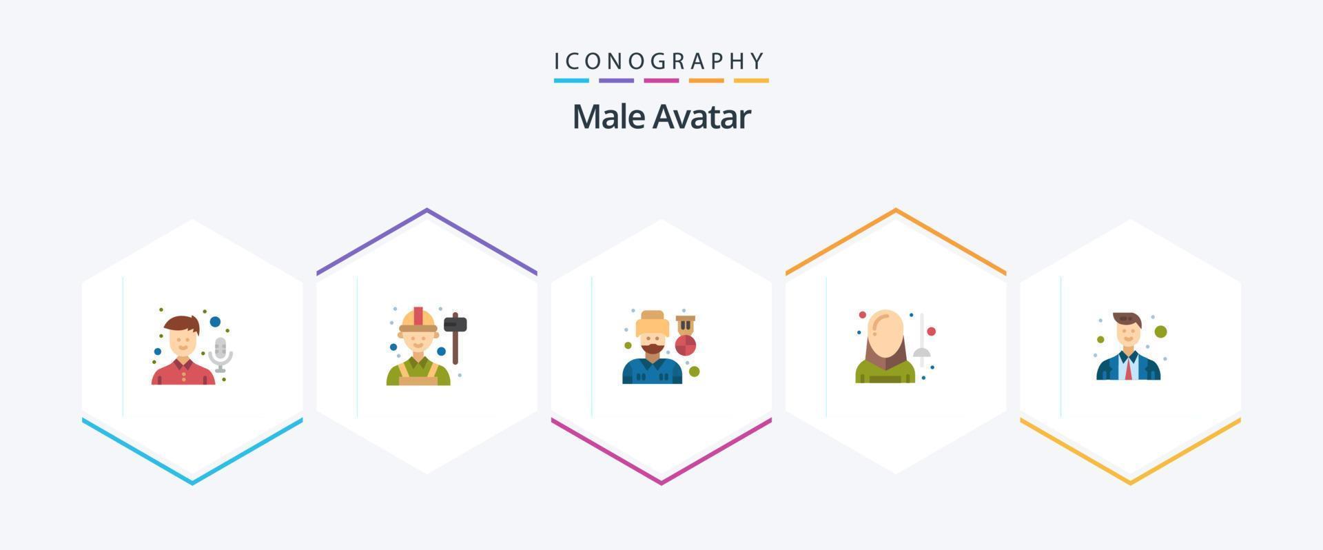 manlig avatar 25 platt ikon packa Inklusive officer. man. förare. fäktning. fäktning vektor