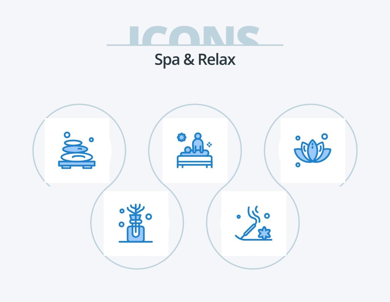 Spa und Entspannung blau Icon Pack 5 Icon Design. Grün. Massage. Massage. Pflege. zurück vektor