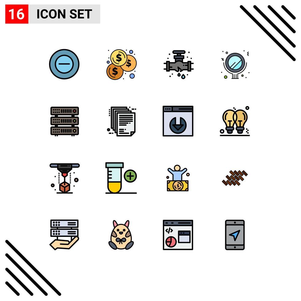 Aktienvektor-Icon-Paket mit 16 Zeilenzeichen und Symbolen für lieferbare Server-Klempner-Rack-Spiegel editierbare kreative Vektordesign-Elemente vektor
