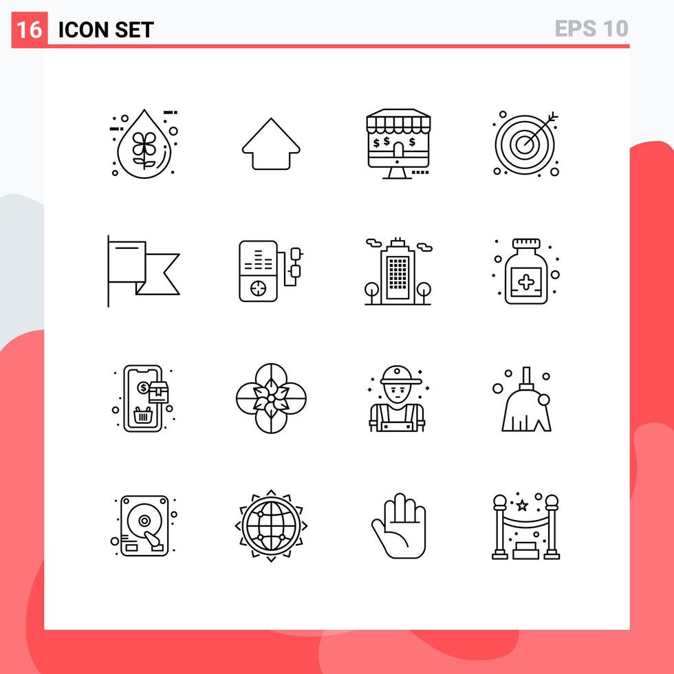 uppsättning av 16 modern ui ikoner symboler tecken för musik flagga uppkopplad Land företag redigerbar vektor design element