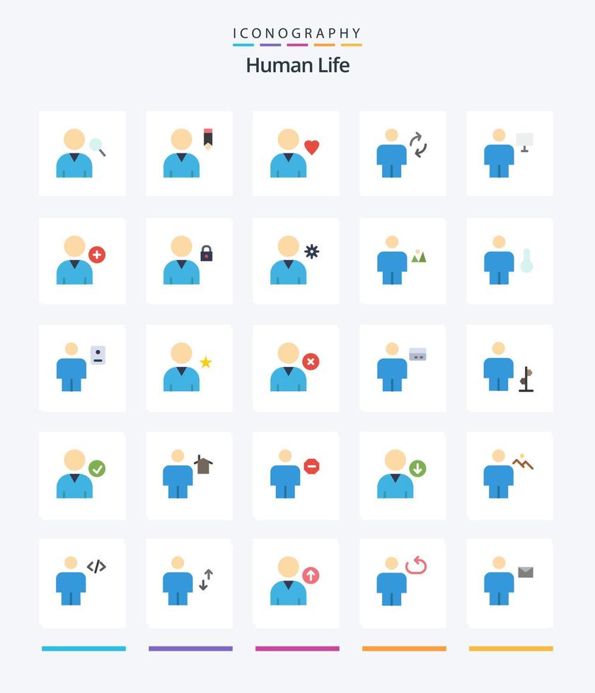 kreativ mänsklig 25 platt ikon packa sådan som mänsklig. kropp. hjärta. avatar. synkronisera vektor
