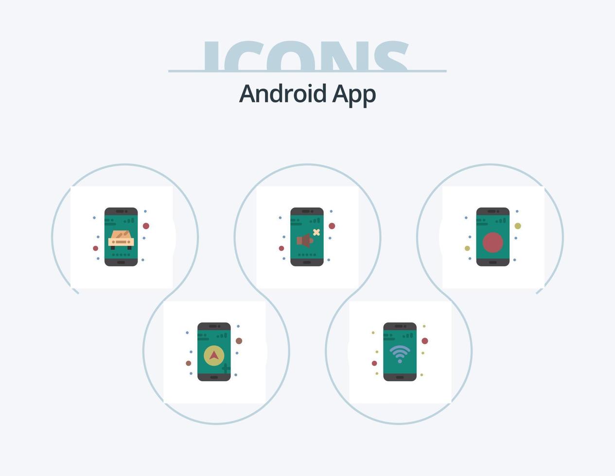 Android App Flat Icon Pack 5 Icon Design. Aktie. Bluetooth. online. Kontrolle. Klang vektor