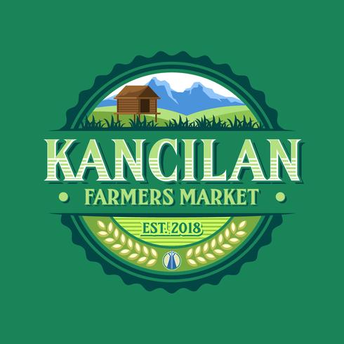 Weinlese-Kancilan-Landwirt-Markt-Logo Vector