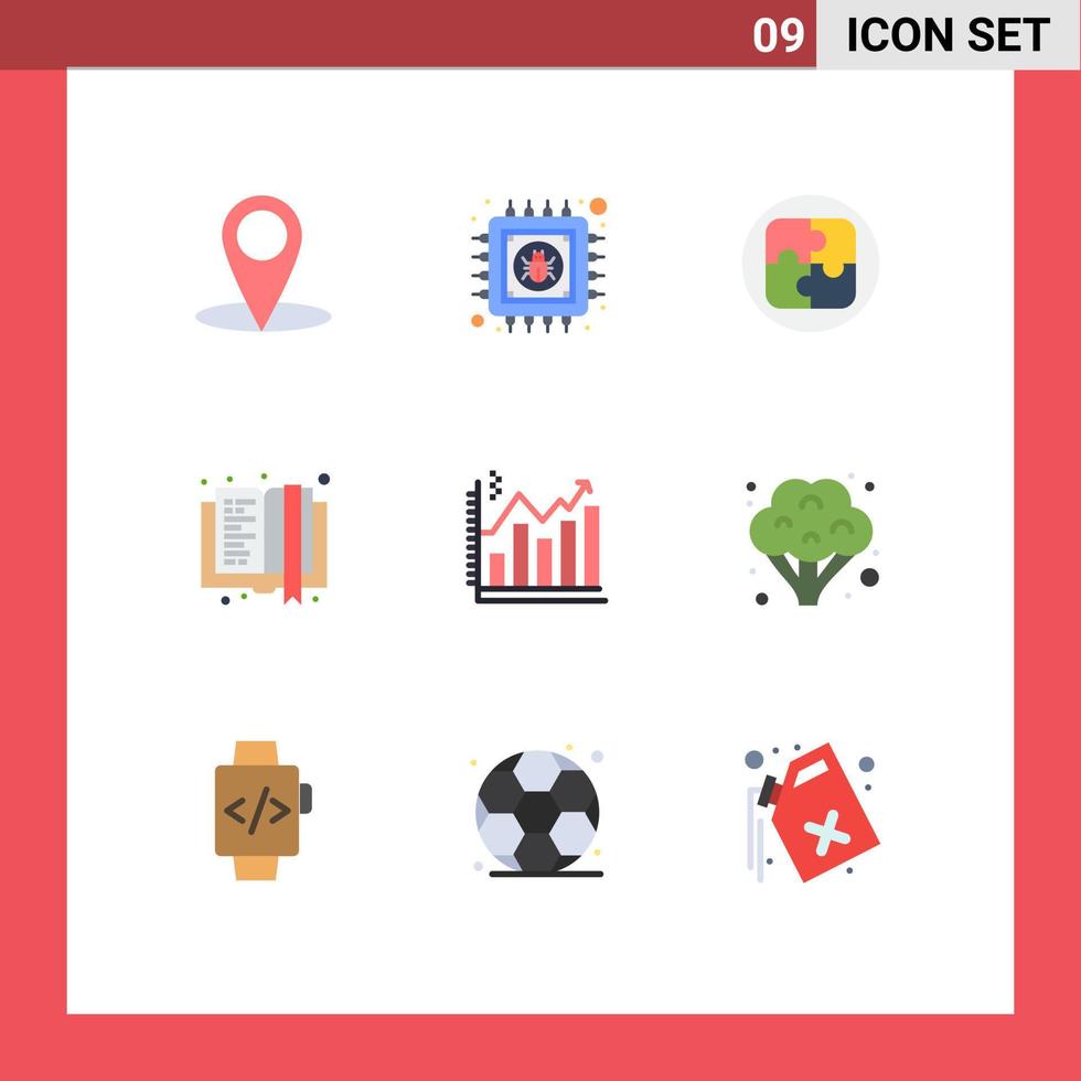 grupp av 9 platt färger tecken och symboler för företag analys planen utbildning e bok redigerbar vektor design element
