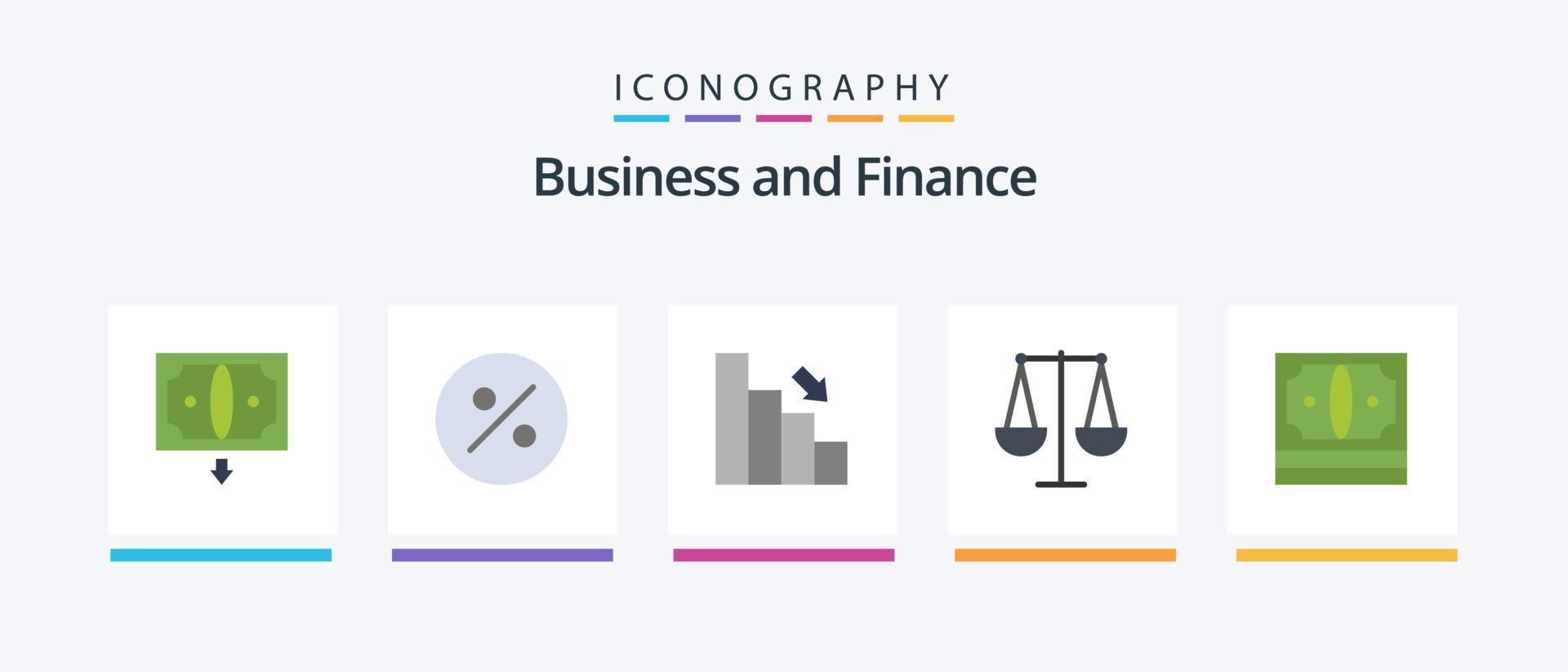 Finance Flat 5 Icon Pack inklusive Finanzen. Geschäft. Diagramm. Waage. Geschäft. kreatives Symboldesign vektor