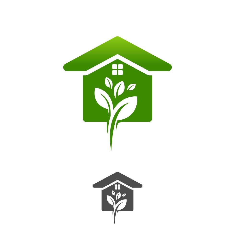 grön löv eco Hem, vektor logotyp design mall