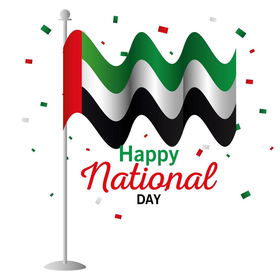 VAE Nationalfeiertag mit Flaggenvektorentwurf vektor