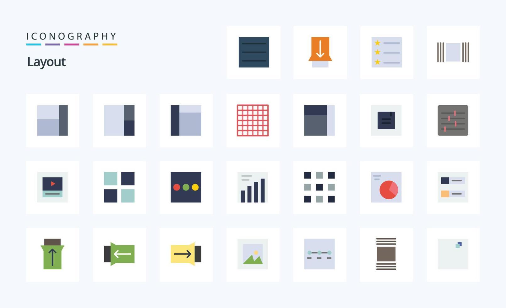 25-Layout-Flachfarben-Icon-Pack vektor