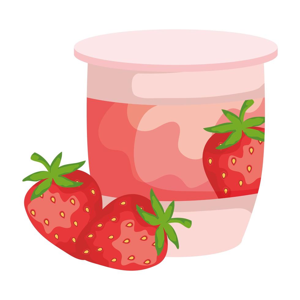 frische Ikone des Erdbeerfruchtjoghurts vektor