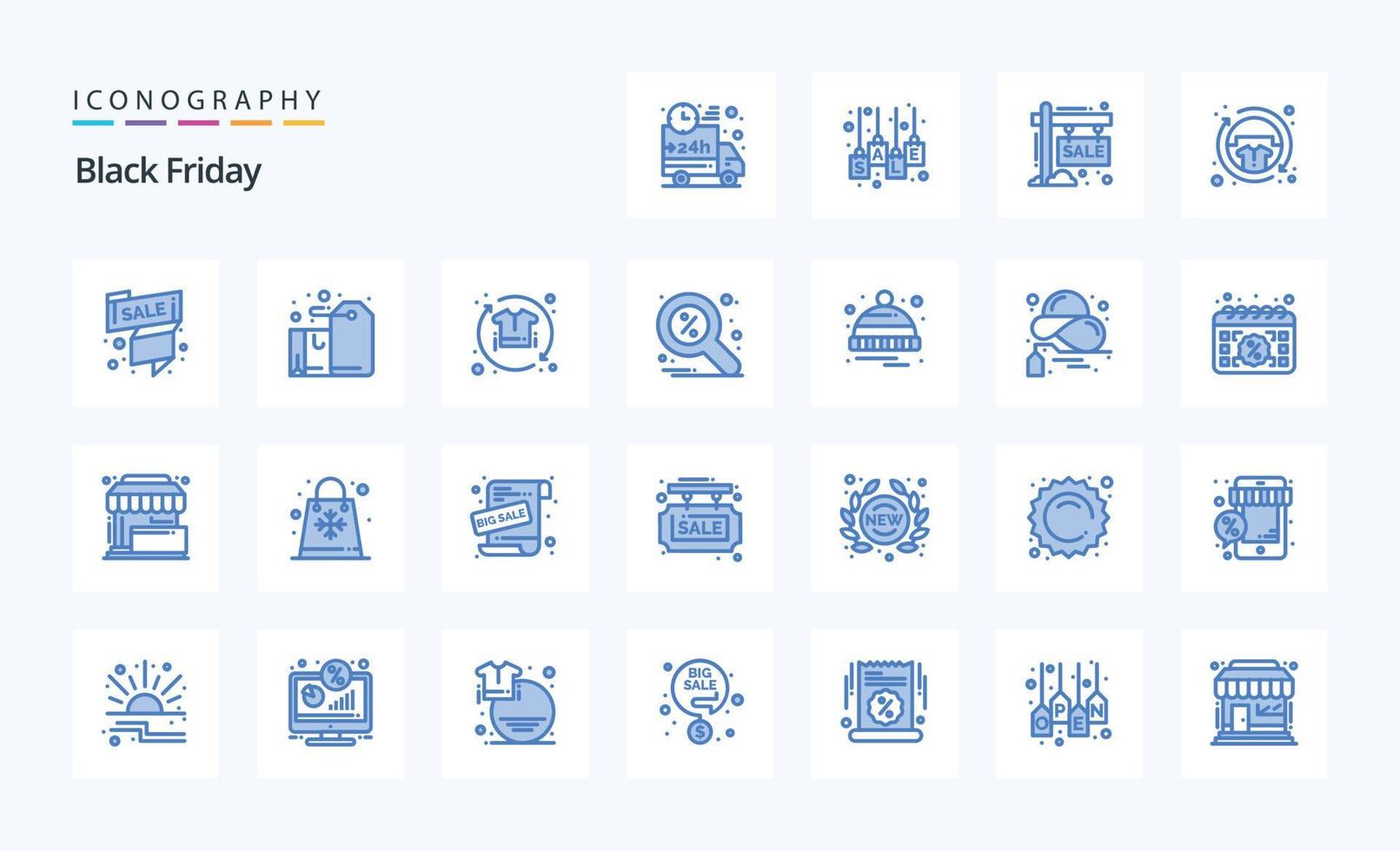 25 svart fredag blå ikon packa vektor