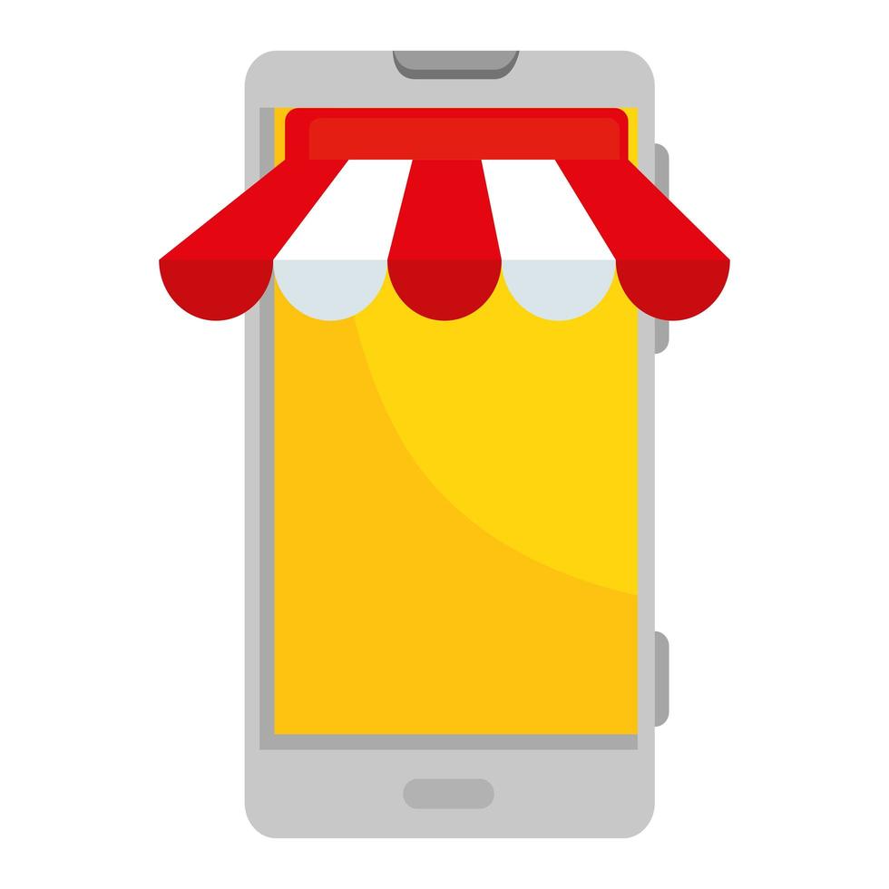 Smartphone mit Sonnenschirm E-Commerce-App vektor