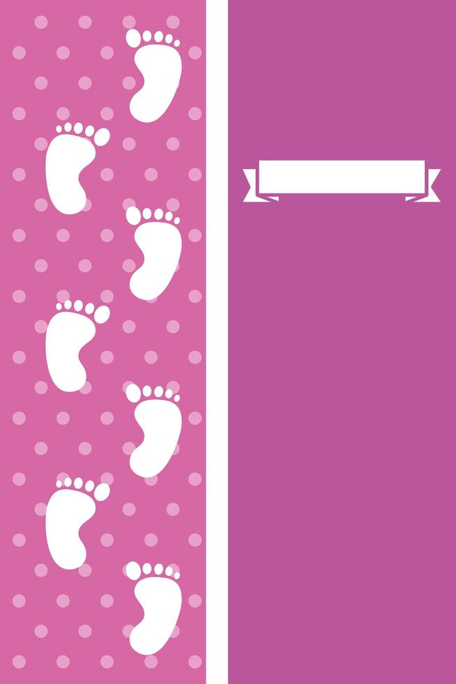 vykort med baby fotspår dekorativa ikoner vektor