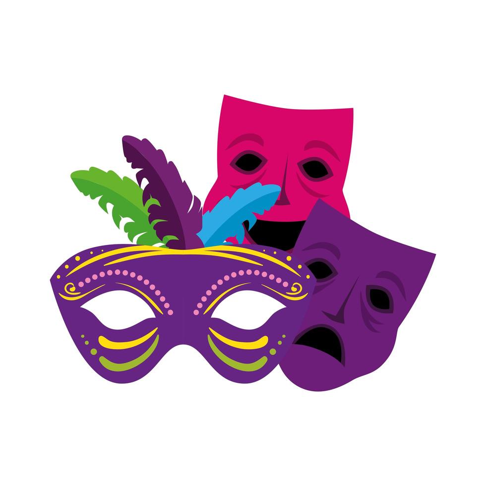 isolerad mardi gras masker vektor design