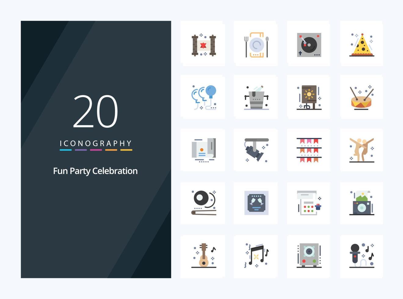 20 fest platt Färg ikon för presentation vektor