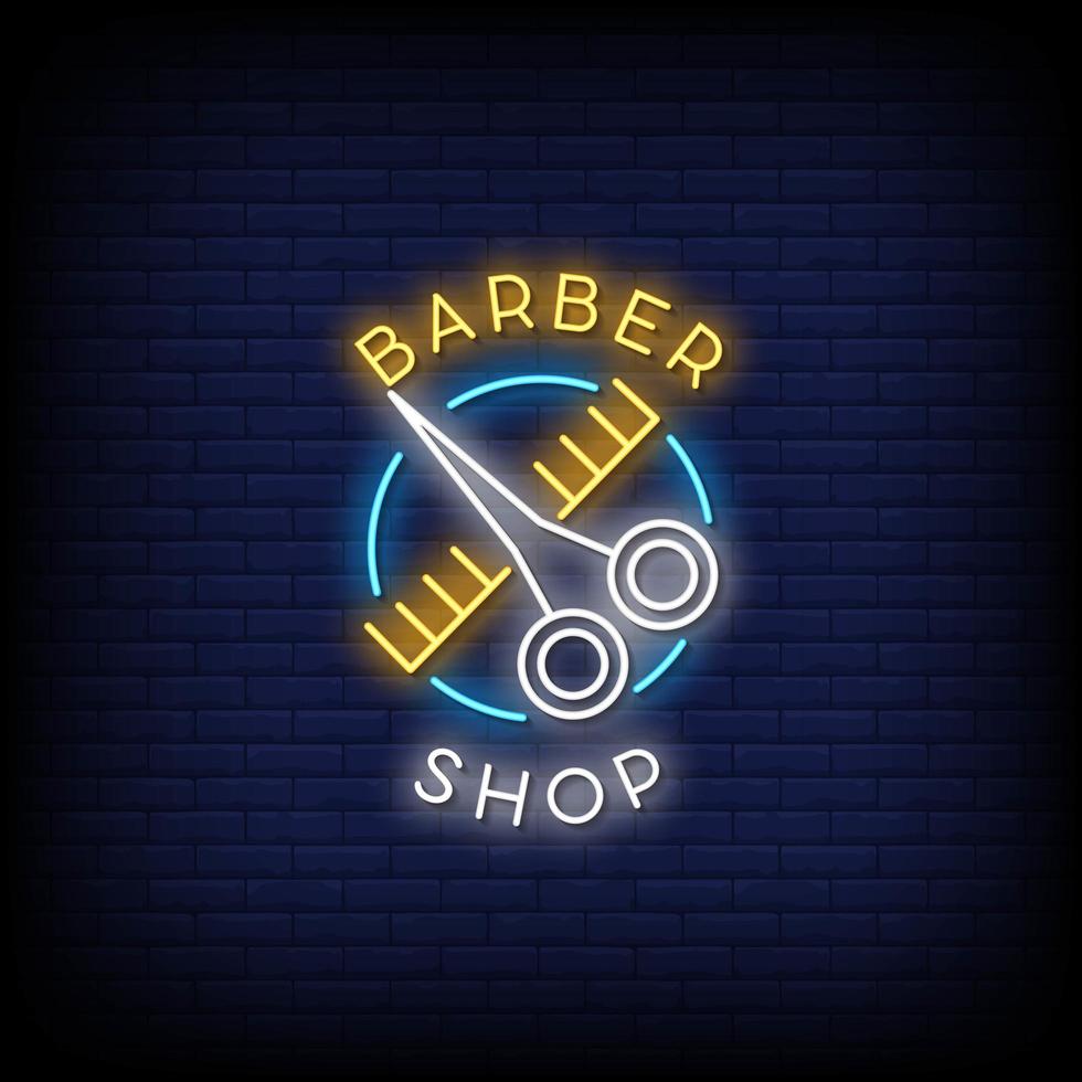 barber shop neonskyltar stil text vektor