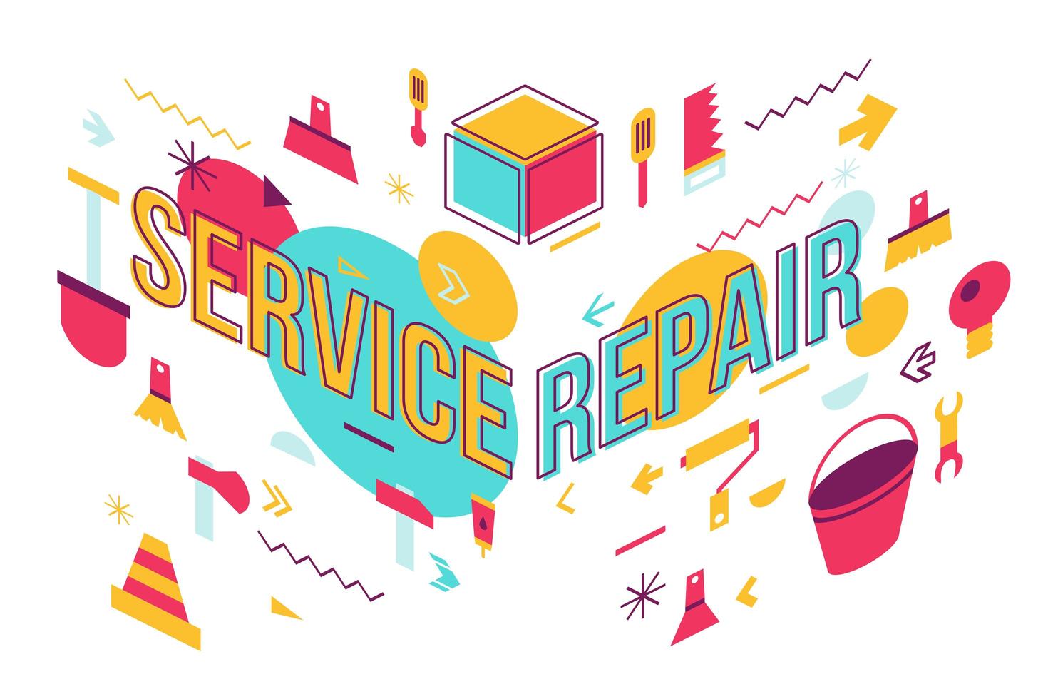 Service Reparatur Wort Konzept Banner Design vektor