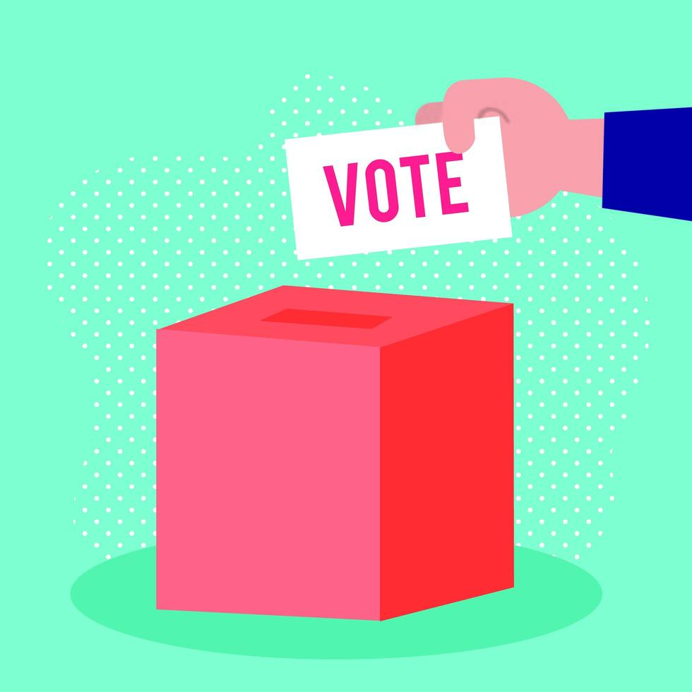 valdagens demokrati med röstkort och låda vektor