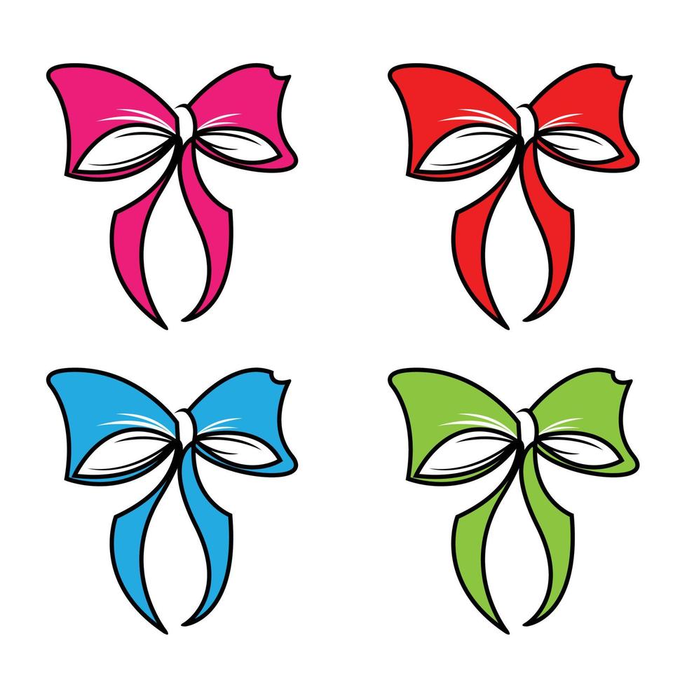 Bow Vector Cartoon Bowknot oder Band zum Dekorieren von Geschenken zu Weihnachten oder Geburtstagsfeier