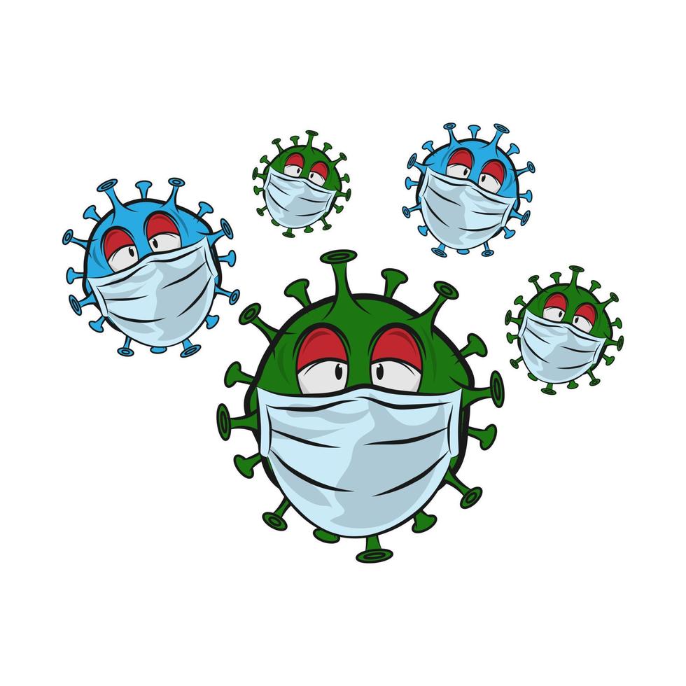 sluta virus. korona virus monster vektor logotyp. karaktär design. korona virus. grön huvud virus.eps 10