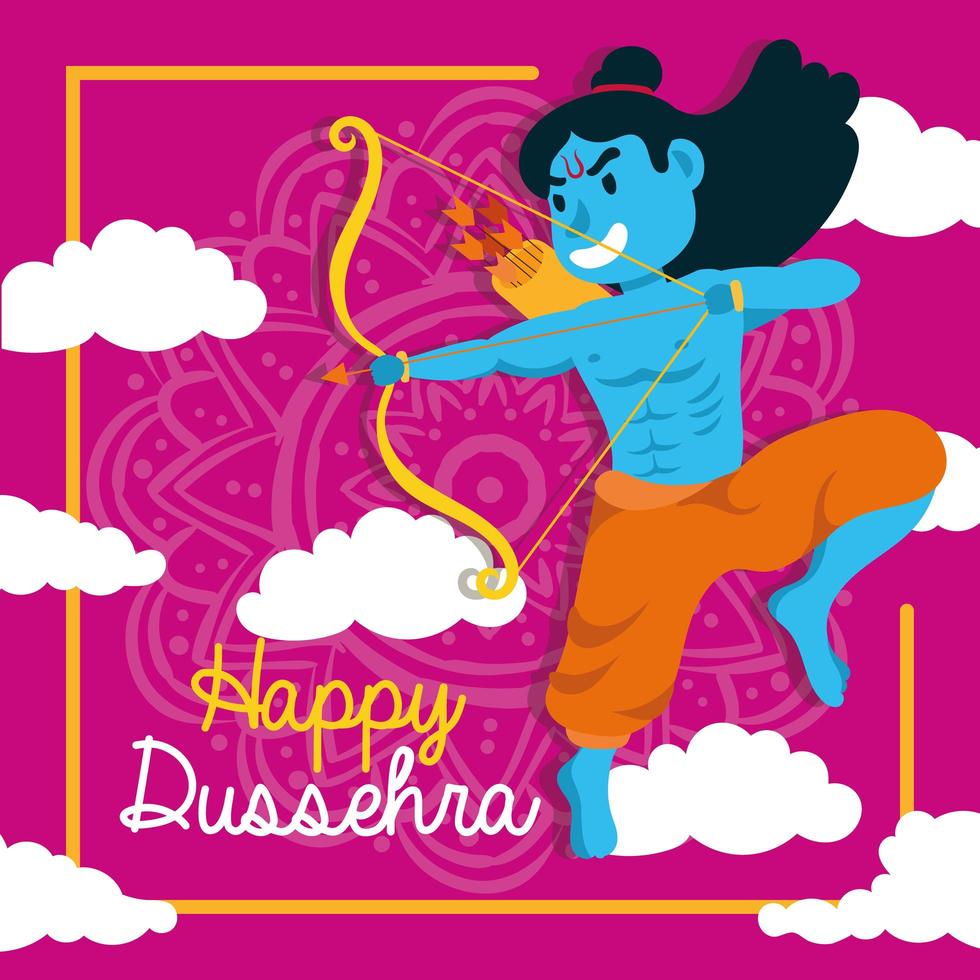 Fröhliche Dussehra-Feier mit Lord Rama Blue Charakter vektor