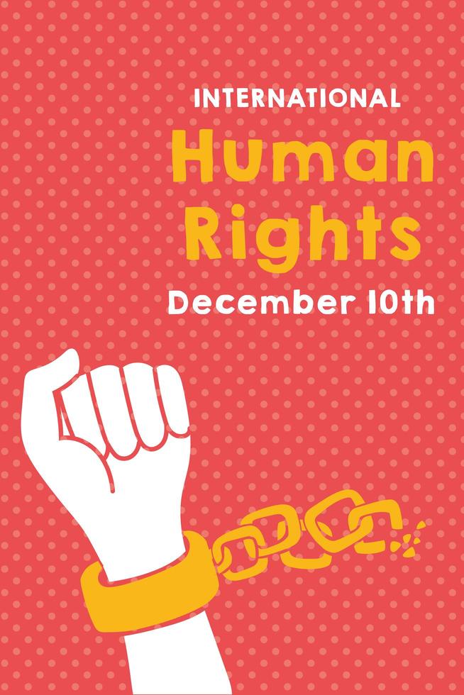 Menschenrechtskampagne Schriftzug mit Hand brechen Ketten vektor