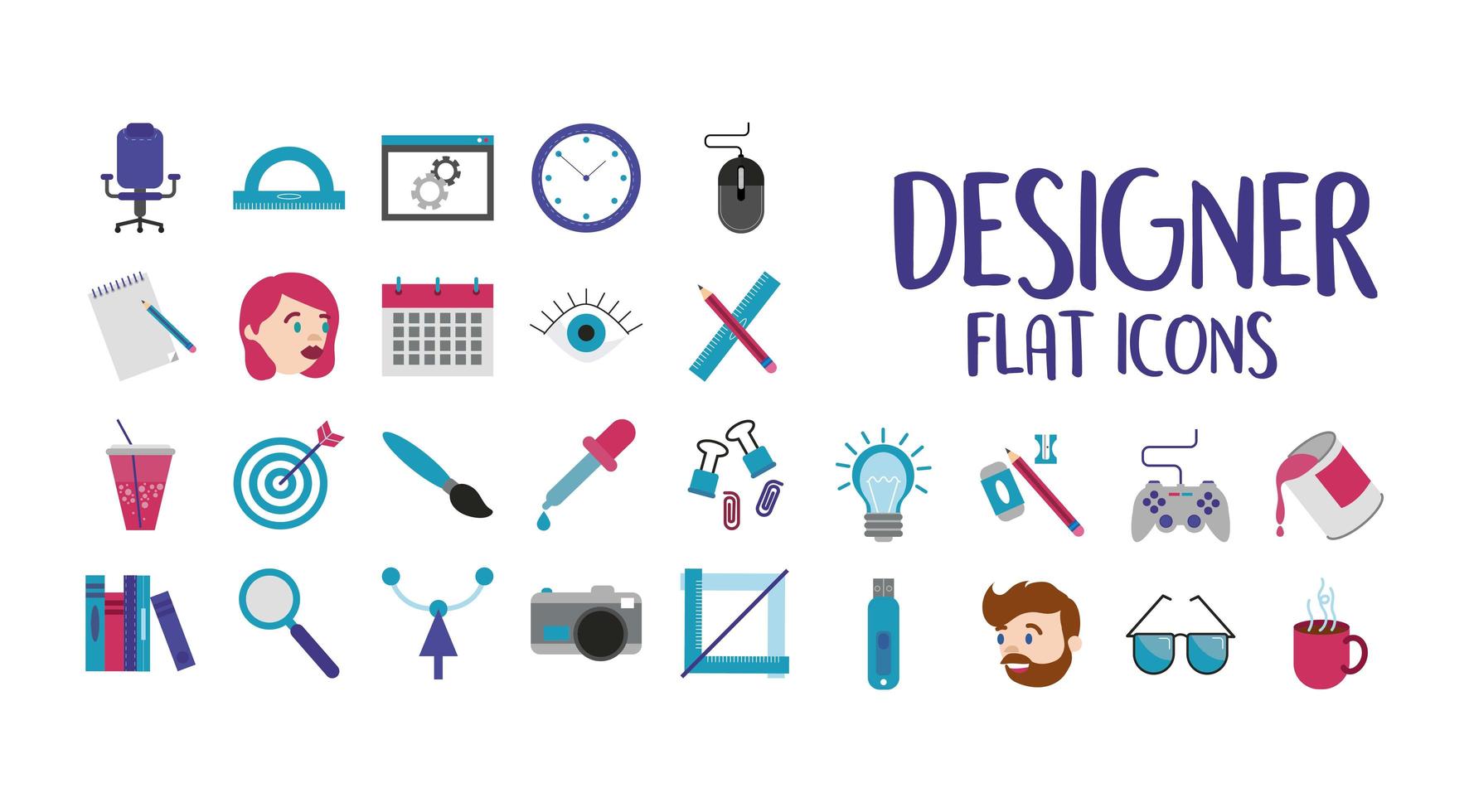 Designer Flat Icon Set vektor